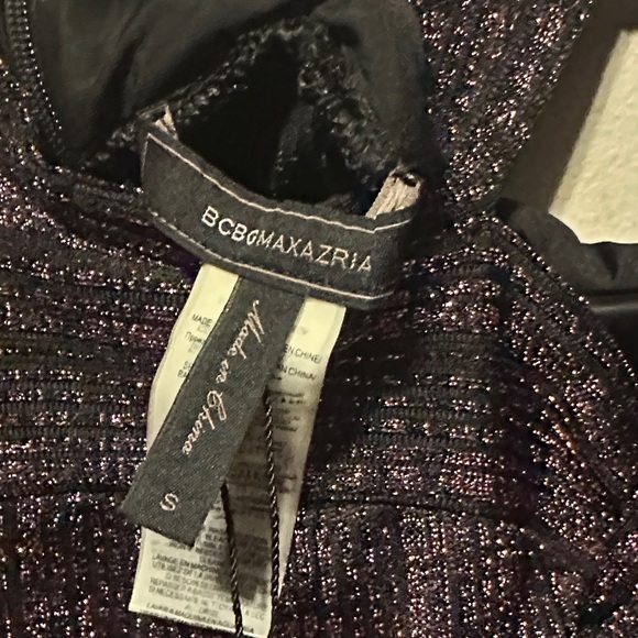 BCBGMaxAzria Glittery Black and Pink Cut-Out Top - Picture 4 of 7